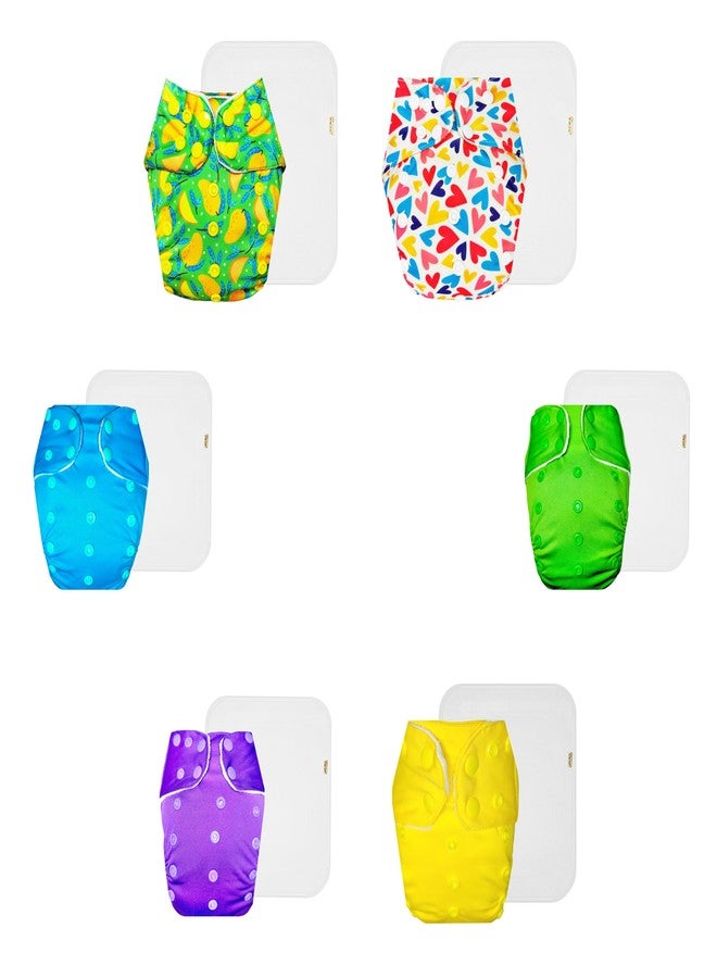 Dumbledo Premium Cloth Diaper with Cotton Insert (Pack of 6) | Dry Feel and Comfortable | Breathable | Easy to Clean | All-Day Wear | 3 Months - 3 Years | Unisex Baby - Image 1