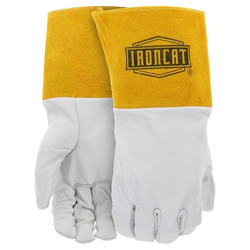 IRONCAT 6141 Kidskin TIG Welding Gloves – Medium, Kevlar Thread Welding Gloves with 4 in. Gold Cuff, Straight Thumb, Natural - Image 3