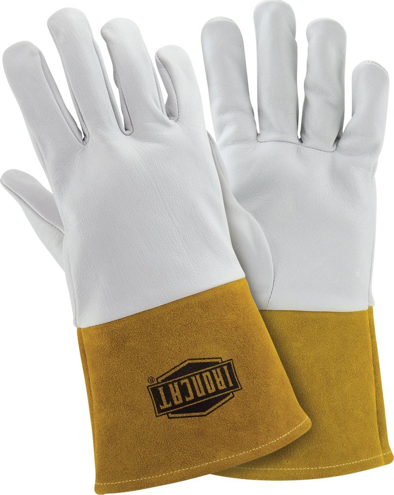 IRONCAT 6141 Kidskin TIG Welding Gloves – Medium, Kevlar Thread Welding Gloves with 4 in. Gold Cuff, Straight Thumb, Natural - Image 1