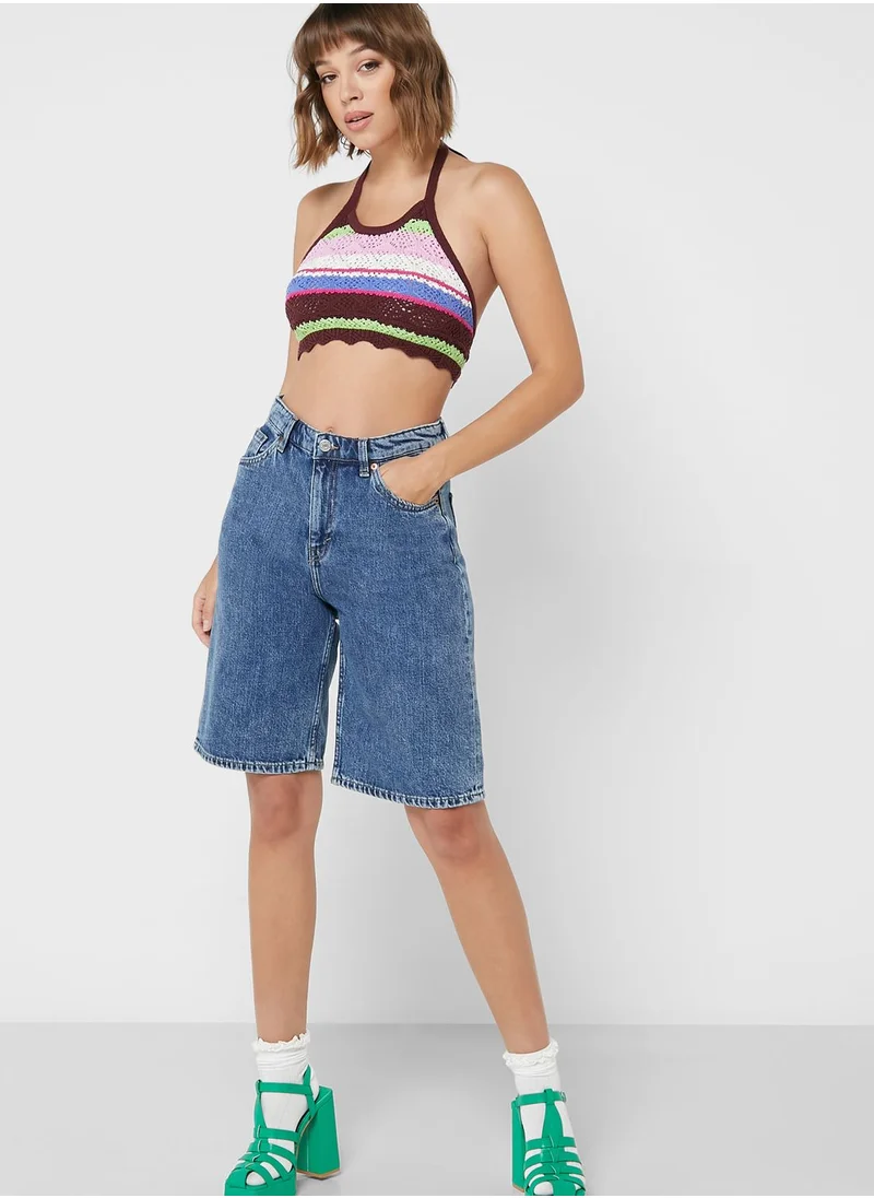 MONKI High Waist Denim Shorts