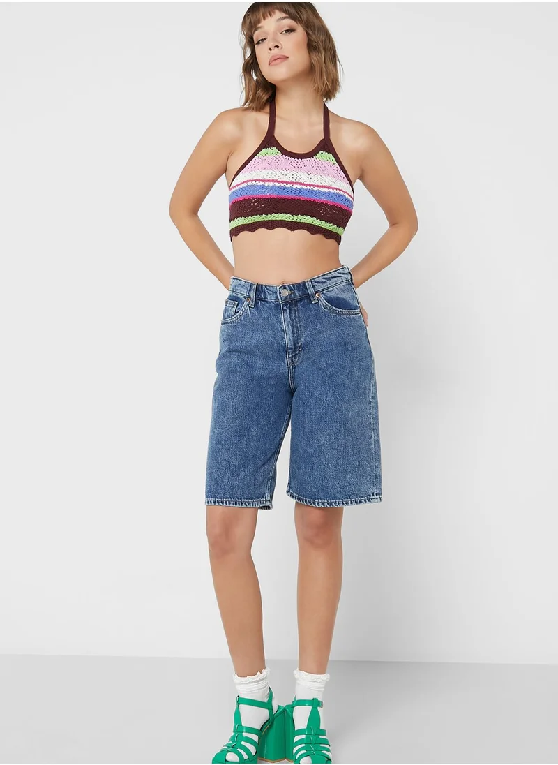 MONKI High Waist Denim Shorts