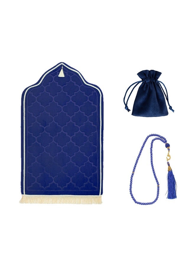 Prayer Rug and Prayer Beads for Men and Women Prayer Mat Anti Slip Folding Bedroom Rug, 65 x 110CM - Image 1