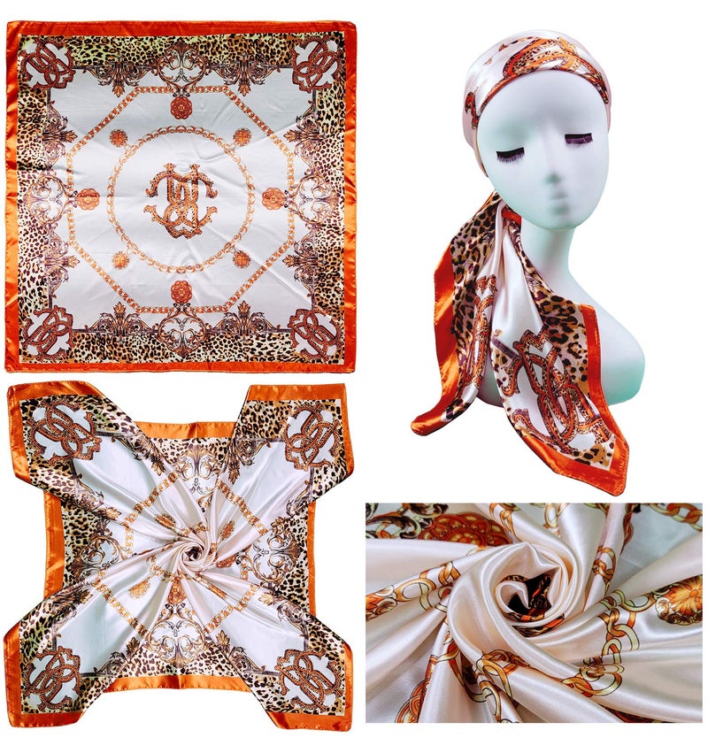 Lilments 4 Pc Set Large 35 × 35 inches Satin Square Scarves Neck Hair Head Scarf Bundle (Set G) - Image 4