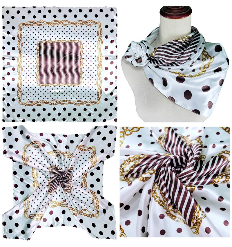 Lilments 4 Pc Set Large 35 × 35 inches Satin Square Scarves Neck Hair Head Scarf Bundle (Set G) - Image 2