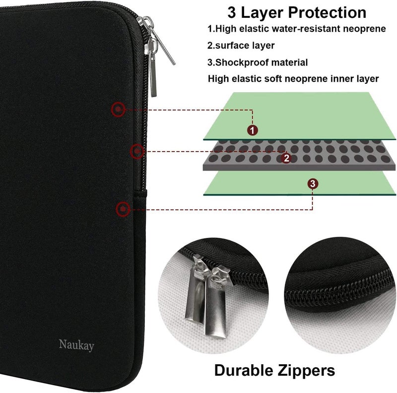 Naukay Laptop Bag 15 Inch, Resistant Neoprene Laptop Sleeve/Notebook Computer Pocket Case/Tablet Briefcase Carrying Bag Compatible for 15.4 inch MacBook Pro, Ultrabook Notebook, (Black) - Image 2