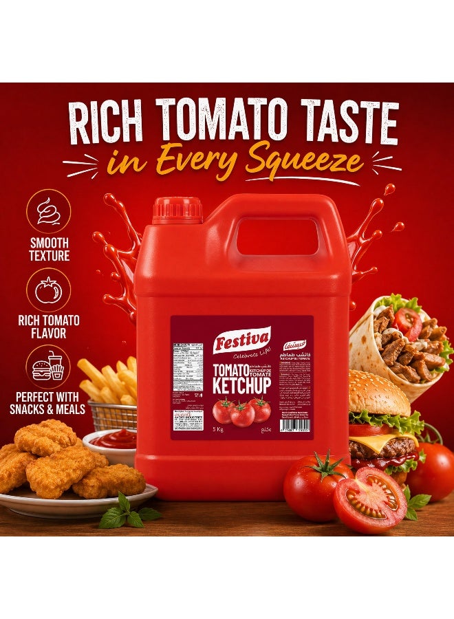 Festiva Premium Tomato Ketchup 5kg - Rich Tomato Sauce for Burgers, Sandwiches, Fries and Snacks - Cooking and Dipping Sauce - Image 2