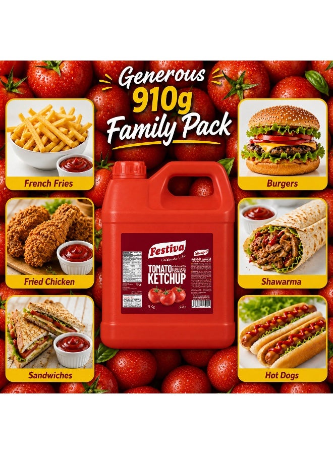 Festiva Premium Tomato Ketchup 5kg - Rich Tomato Sauce for Burgers, Sandwiches, Fries and Snacks - Cooking and Dipping Sauce - Image 3