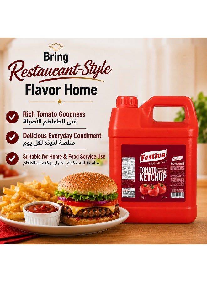 Festiva Premium Tomato Ketchup 5kg - Rich Tomato Sauce for Burgers, Sandwiches, Fries and Snacks - Cooking and Dipping Sauce - Image 5