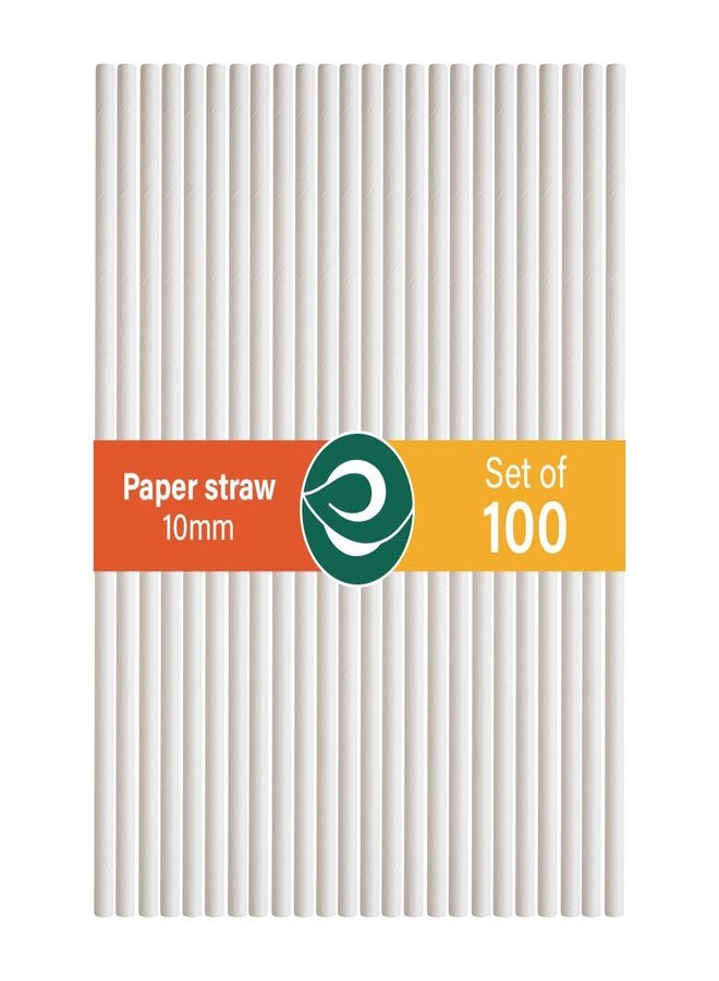 ECO SOUL [10 mm, 100 Count] Biodegradable Paper Straws | Eco-Friendly Compostable Sustainable Disposable Drinking Straws | Bubble Tea Juice Smoothie Thick Shakes Non-Bendable White Straws (Extra Wide) - Image 1