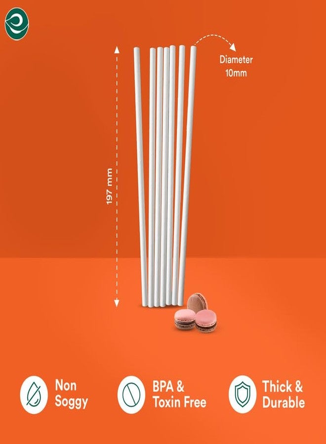 ECO SOUL [10 mm, 100 Count] Biodegradable Paper Straws | Eco-Friendly Compostable Sustainable Disposable Drinking Straws | Bubble Tea Juice Smoothie Thick Shakes Non-Bendable White Straws (Extra Wide) - Image 2