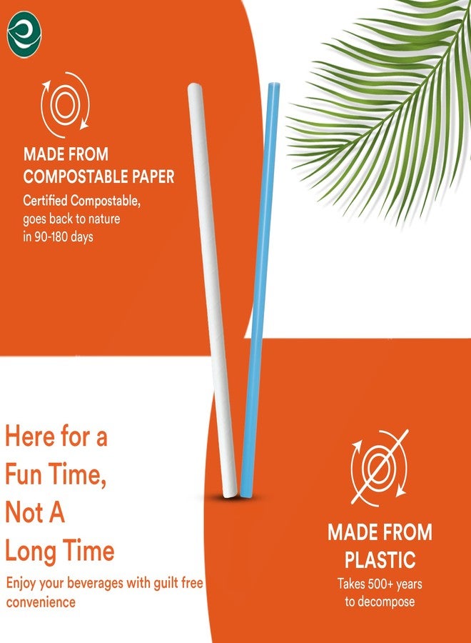 ECO SOUL [10 mm, 100 Count] Biodegradable Paper Straws | Eco-Friendly Compostable Sustainable Disposable Drinking Straws | Bubble Tea Juice Smoothie Thick Shakes Non-Bendable White Straws (Extra Wide) - Image 5
