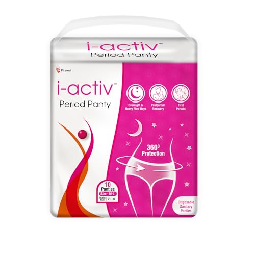 i-activ i activ Period Panty for Girls & Women | M-L | 10's Pack | Disposable Period Panties for Women for Heavy Flow Periods | Maternity Pads after Delivery | 360 Degree Protection | Waist Size - 24" to 39" - Image 1