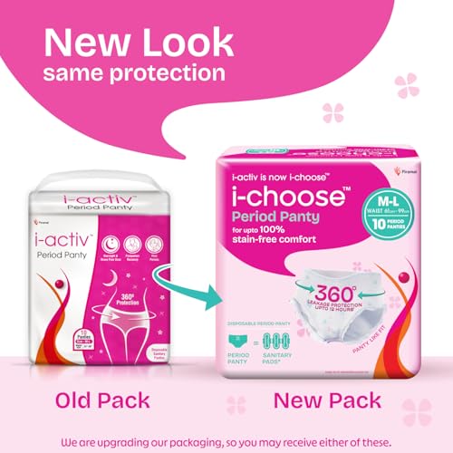 i-activ i activ Period Panty for Girls & Women | M-L | 10's Pack | Disposable Period Panties for Women for Heavy Flow Periods | Maternity Pads after Delivery | 360 Degree Protection | Waist Size - 24" to 39" - Image 2