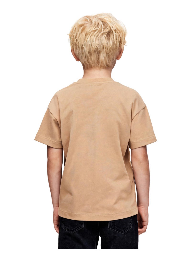 Andora Boys Shorts Sleeves Printed Tee - Dark Beige - Image 3