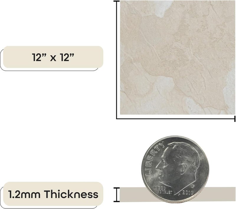 Achim Tivoli Self Adhesive Vinyl Floor Tiles, 45 Tiles - 12" x 12", White Slate - Peel & Stick, DIY Flooring for Kitchen, Dining Room, Bedrooms, Basements & Bathrooms by Home Decor - Image 4