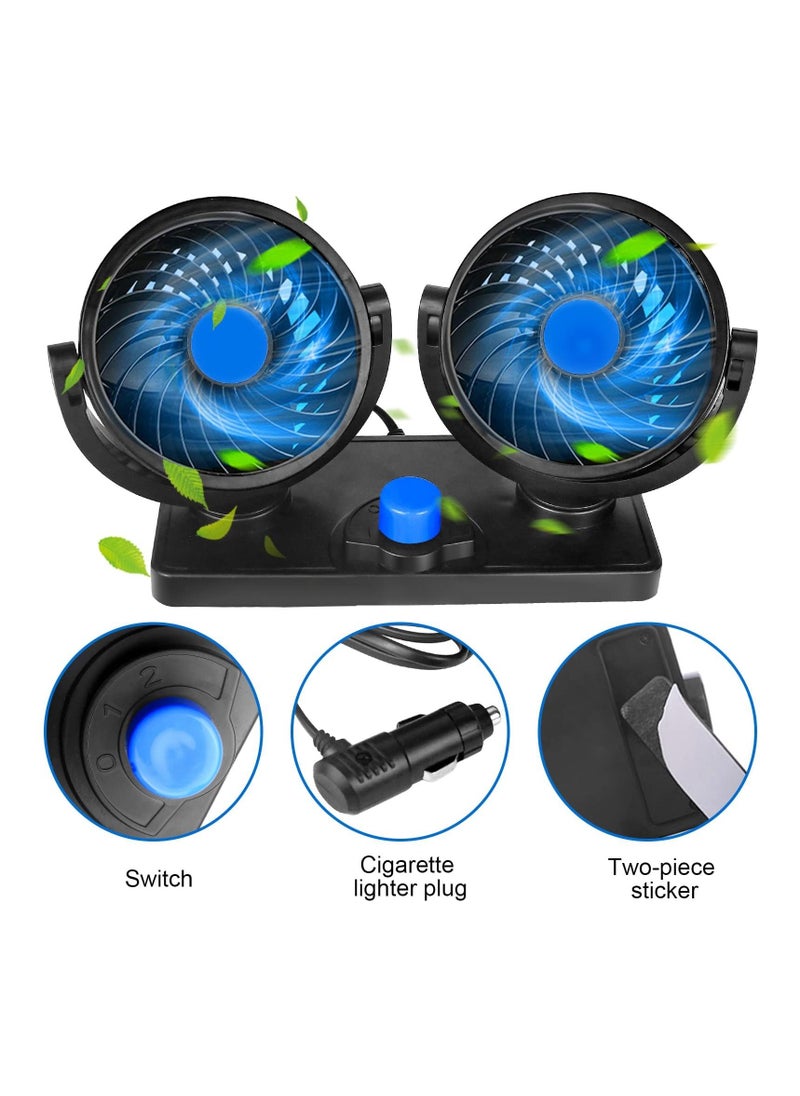 Excefore Car Fan with Summer Cooling Air Circulator for 360 Degree Rotatable 12 Volt 2 Speed Dual Head Cool  - Image 5
