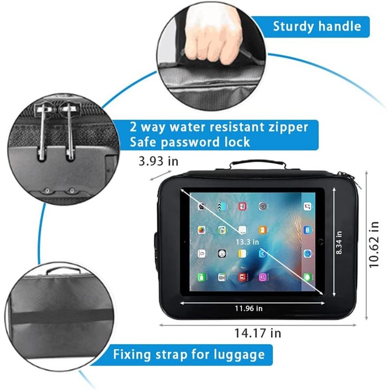 Fireproof Document Bag with Lock, Fireproof Money Bag 3-Layer File Organizer Case with Water-Resistant Zipper, Portable Safe Box for Important File Passport Certificates Legal Documents - Image 3