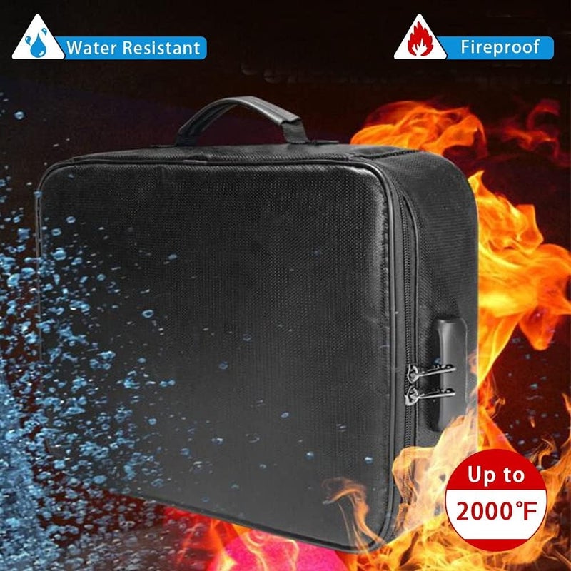 Fireproof Document Bag with Lock, Fireproof Money Bag 3-Layer File Organizer Case with Water-Resistant Zipper, Portable Safe Box for Important File Passport Certificates Legal Documents - Image 5