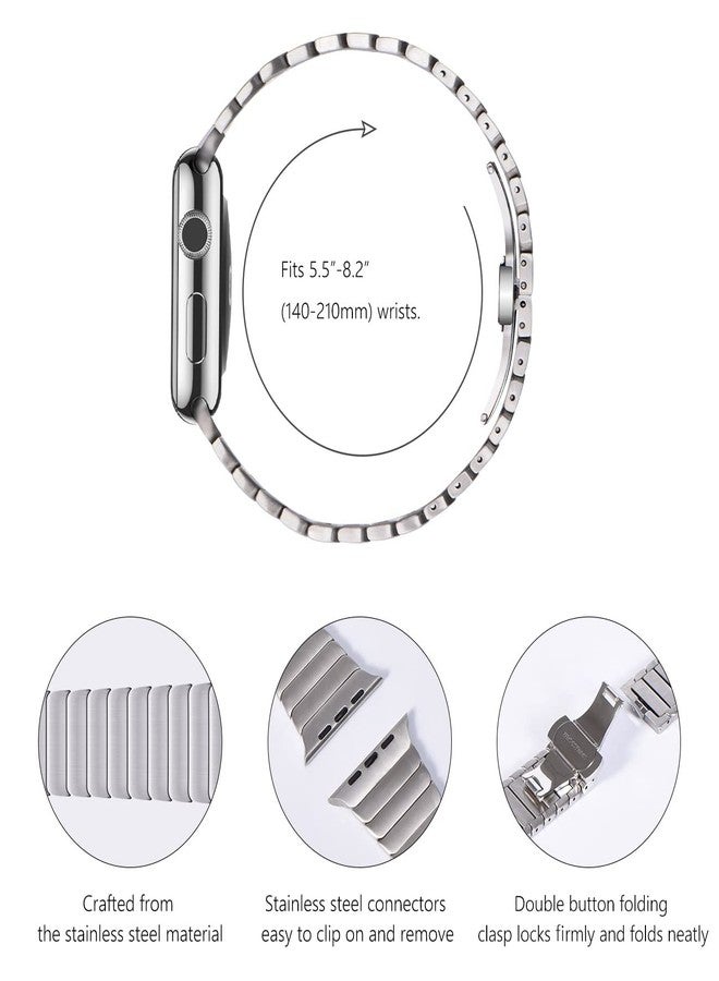 NewWays Metal Band Compatible with Apple Watch Ultra/Ultra 2 Band 49mm, 24mm Wide iWatch Series 10 46mm 45mm Series 9/8/7 44mm Series 6/5/4 SE Stainless Steel Link Bands, Titanium - Image 5