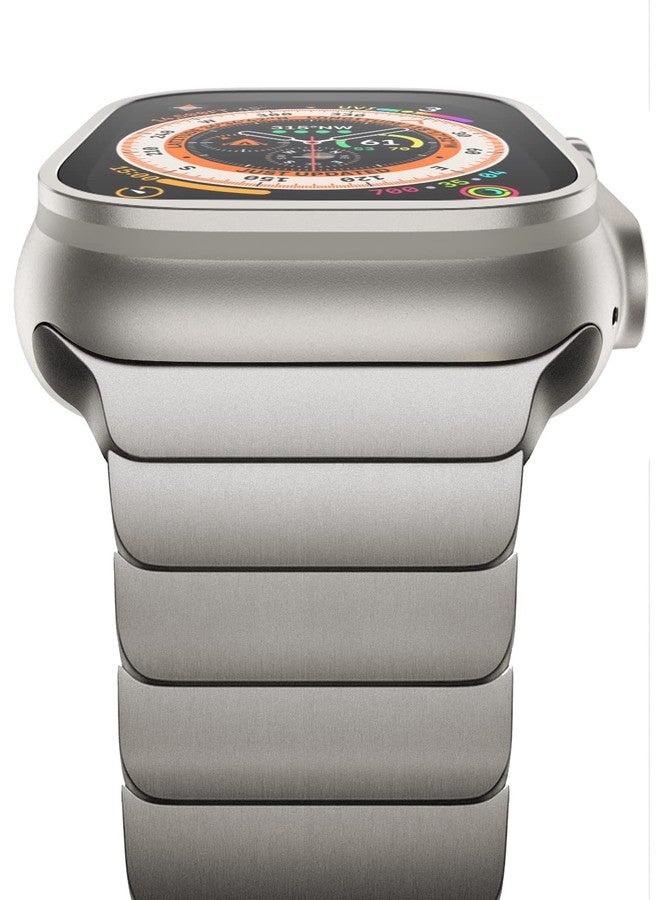 NewWays Metal Band Compatible with Apple Watch Ultra/Ultra 2 Band 49mm, 24mm Wide iWatch Series 10 46mm 45mm Series 9/8/7 44mm Series 6/5/4 SE Stainless Steel Link Bands, Titanium - Image 1