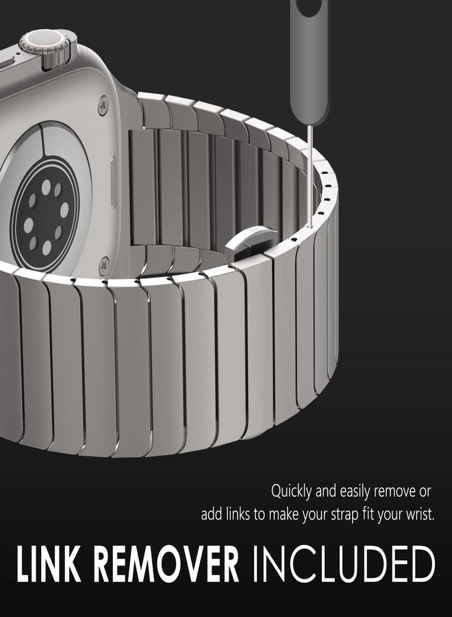 NewWays Metal Band Compatible with Apple Watch Ultra/Ultra 2 Band 49mm, 24mm Wide iWatch Series 10 46mm 45mm Series 9/8/7 44mm Series 6/5/4 SE Stainless Steel Link Bands, Titanium - Image 4