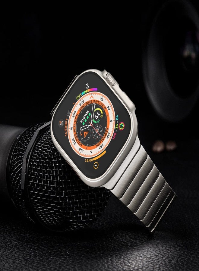 NewWays Metal Band Compatible with Apple Watch Ultra/Ultra 2 Band 49mm, 24mm Wide iWatch Series 10 46mm 45mm Series 9/8/7 44mm Series 6/5/4 SE Stainless Steel Link Bands, Titanium - Image 3