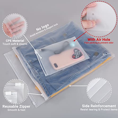 Svaldo Clothes Packaging Bags for Shipping, 50 Count 9x12 inch Frosted Zipper Plastic Bags for Clothing, Thick Plastic Apparel Bag 3 Mil, with Vent Holes Storage Bag - Image 2