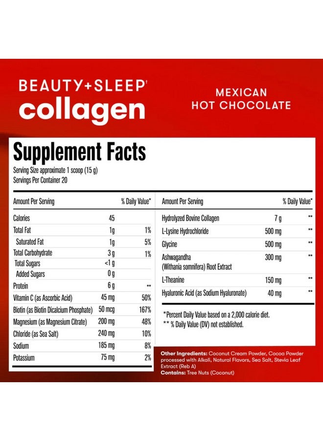 Perfect Keto Beauty + Sleep Grass Fed Collagen Peptides Protein Powder with Ashwagandha, Magnesium, Biotin, Hyaluronic Acid, L Theanine, Hair, Skin, Nails & Relaxation Support, Mexican Hot Chocolate - Image 3