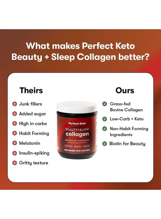 Perfect Keto Beauty + Sleep Grass Fed Collagen Peptides Protein Powder with Ashwagandha, Magnesium, Biotin, Hyaluronic Acid, L Theanine, Hair, Skin, Nails & Relaxation Support, Mexican Hot Chocolate - Image 4