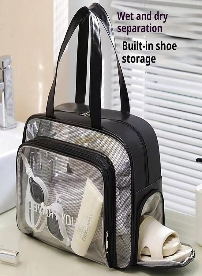 Generic Large Capacity Waterproof Beach Bag Wet Dry Split Fitness Swim Cosmetic Storage Bag For Summer Beach Vacation - Image 4