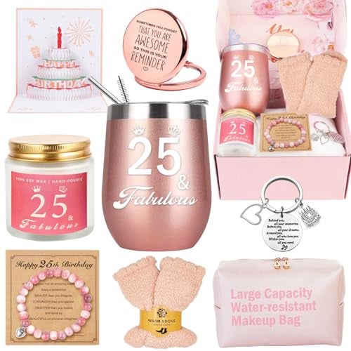 Awfrky 25th Birthday Gifts For Girls 25 Year Old Girl Birthday Gifts Happy 25th Birthday Basket Gifts Box for Best Friends Female Daughter Sister Her Girlfriend Coworker Bestie Women Birthday Unique - Image 1