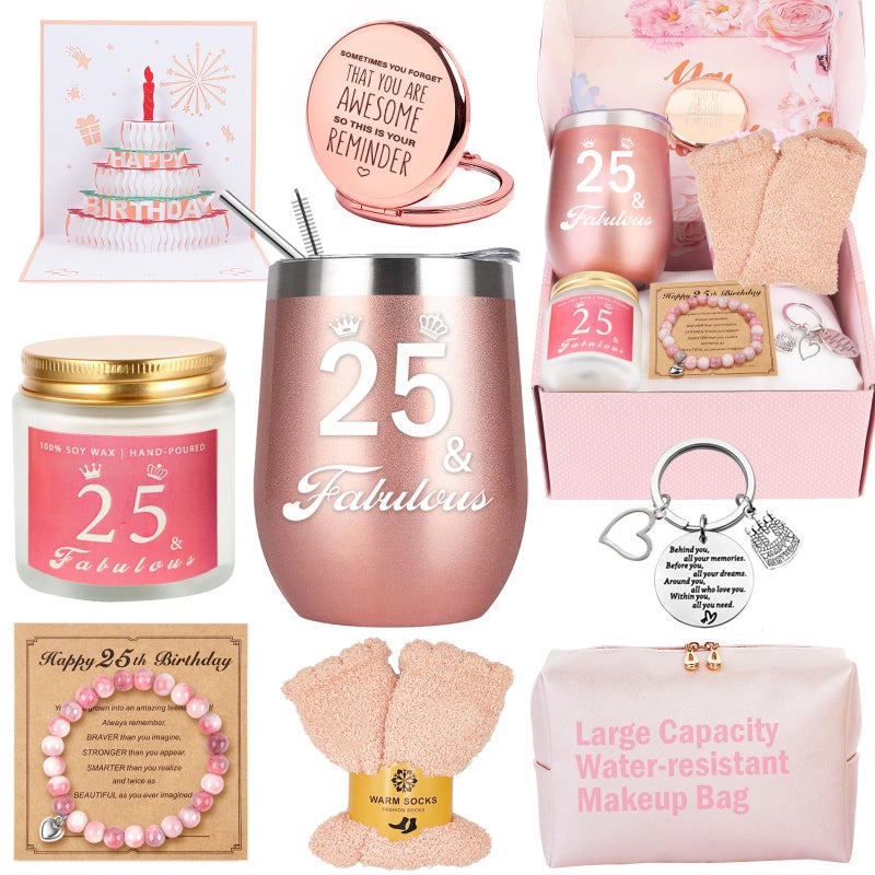 Awfrky 25th Birthday Gifts For Girls 25 Year Old Girl Birthday Gifts Happy 25th Birthday Basket Gifts Box for Best Friends Female Daughter Sister Her Girlfriend Coworker Bestie Women Birthday Unique - Image 2