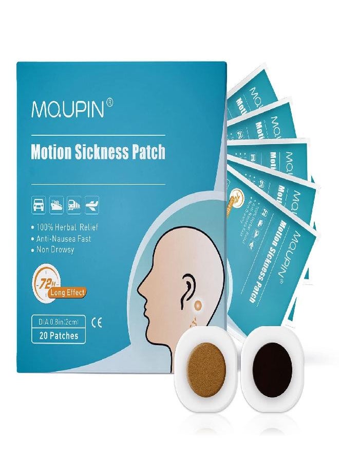 MQFORU - Motion Sickness Patches 20 Counts Sea Sickness Patches for Cruise Anti Nausea Patch to Relief Nausea, Vertigo, Dizziness, Vomiting in Adults and Kids - Image 1
