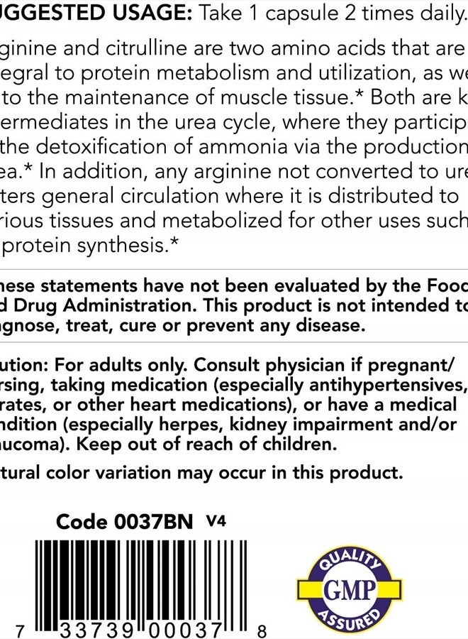 Now Sports Arginine 500Mg & Citrulline 250Mg 120 Capsules |Amino Acids | Protein Protein | Metabolism | Muscle Maintenance| Keto Friendly.