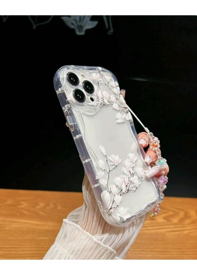 Clear Magnolia Flower Case for iPhone 16 Pro – Elegant Transparent Floral Design, Shockproof, Slim Fit - Image 2