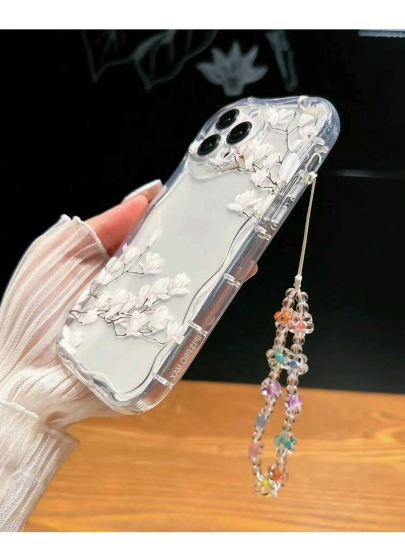 Clear Magnolia Flower Case for iPhone 16 Pro – Elegant Transparent Floral Design, Shockproof, Slim Fit - Image 3
