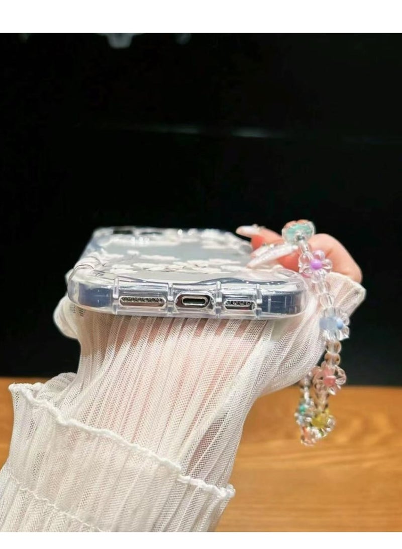 Clear Magnolia Flower Case for iPhone 16 Pro – Elegant Transparent Floral Design, Shockproof, Slim Fit - Image 4