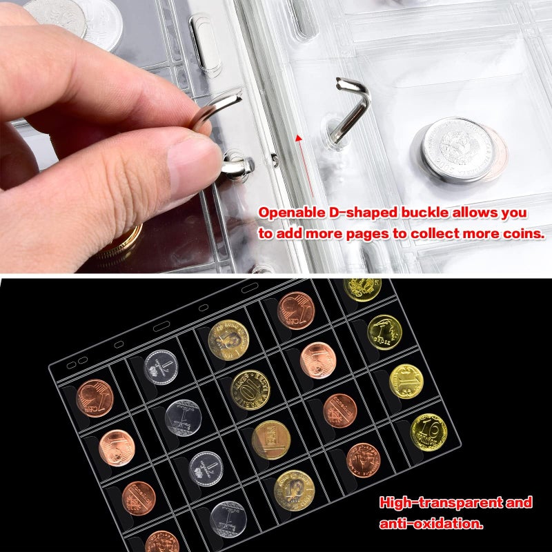 GWCASE Coin Collection Book Holder for Collectors, 260 Pockets Coins Collecting Album with Zipper and Handle. Display Storage Case for Money Currency Collections Supplies, Bill Commemorative (Box Only) - Image 5
