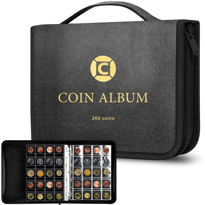 GWCASE Coin Collection Book Holder for Collectors, 260 Pockets Coins Collecting Album with Zipper and Handle. Display Storage Case for Money Currency Collections Supplies, Bill Commemorative (Box Only) - Image 1