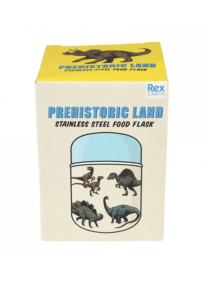 Rex London Prehistoric Land Stainless Steel Food Flask – Dinosaur-Themed Kids Food Flask – Insulated and Durable for School Lunches