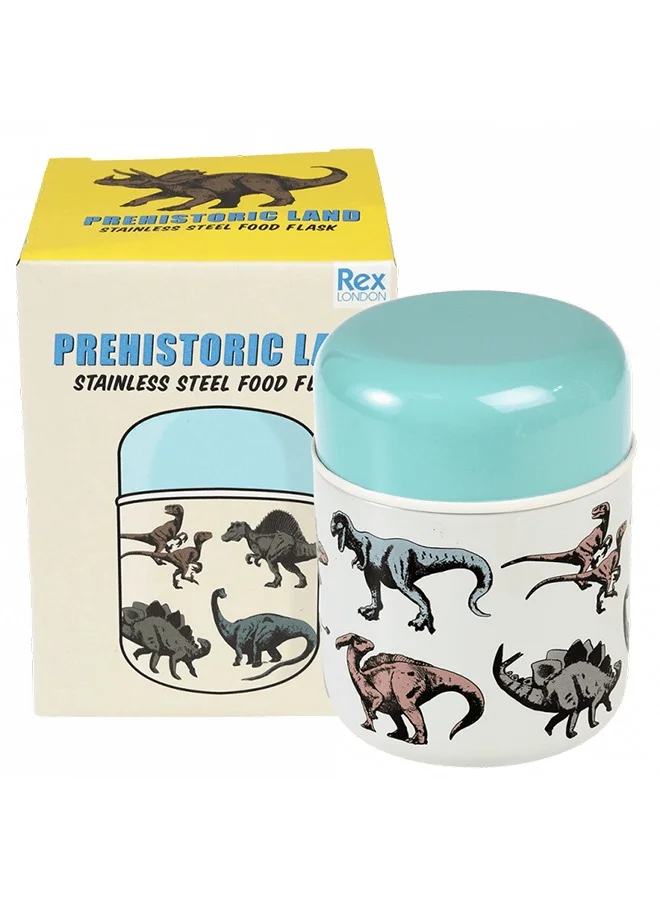 Rex London Prehistoric Land Stainless Steel Food Flask – Dinosaur-Themed Kids Food Flask – Insulated and Durable for School Lunches