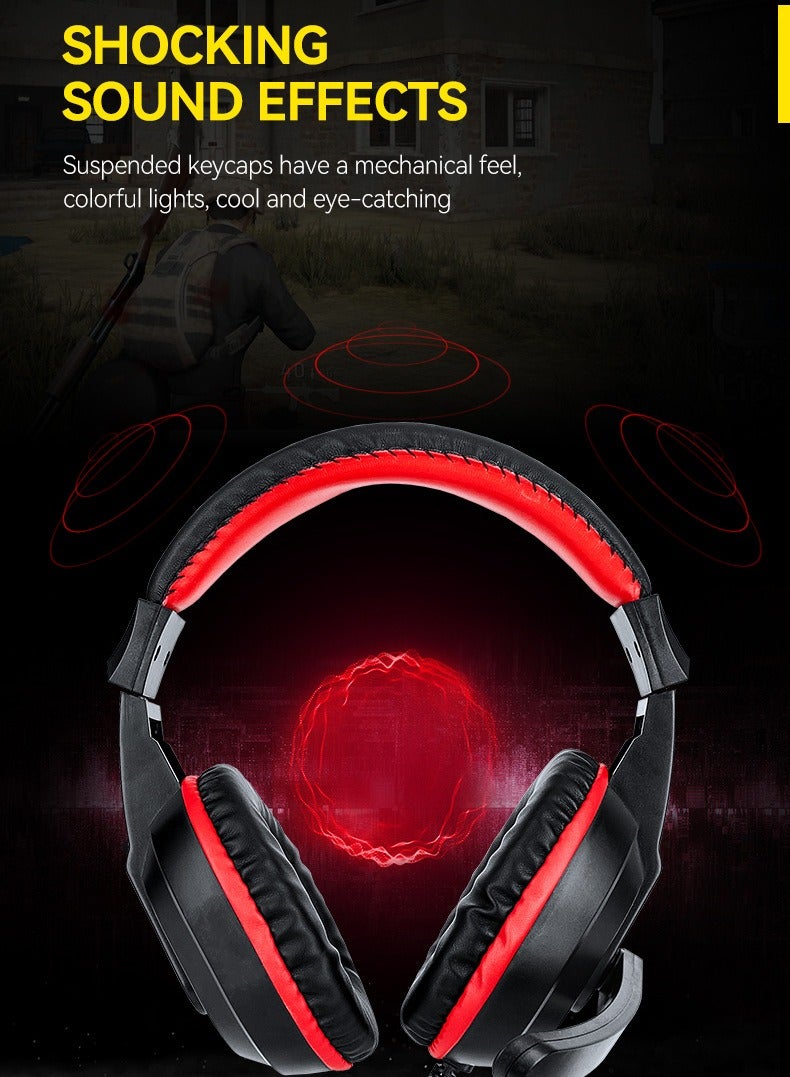 T-WOLF Game 4 IN 1 Set,Backlit Keyboard + Colorful Backlit Mouse + Large-Size Mousepad + Gaming Headset,Waterproof Rgb Color Suitable For Pc/Ps4/Xbox Gamers, Android Pubg Codm Genshin Diablo All Games - Image 4