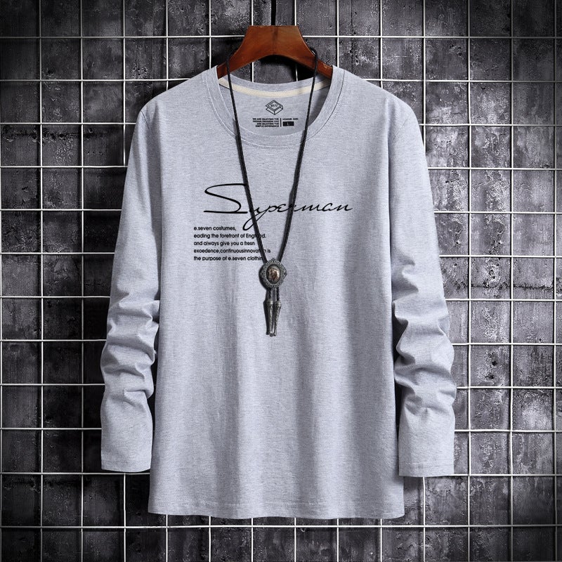 2025 Autumn Long Sleeve T-Shirt Men'S Top Youth Base Layer Korean Style Slim Fit Trendy Printed Round Neck Long Sleeve T-Shirt - Image 4