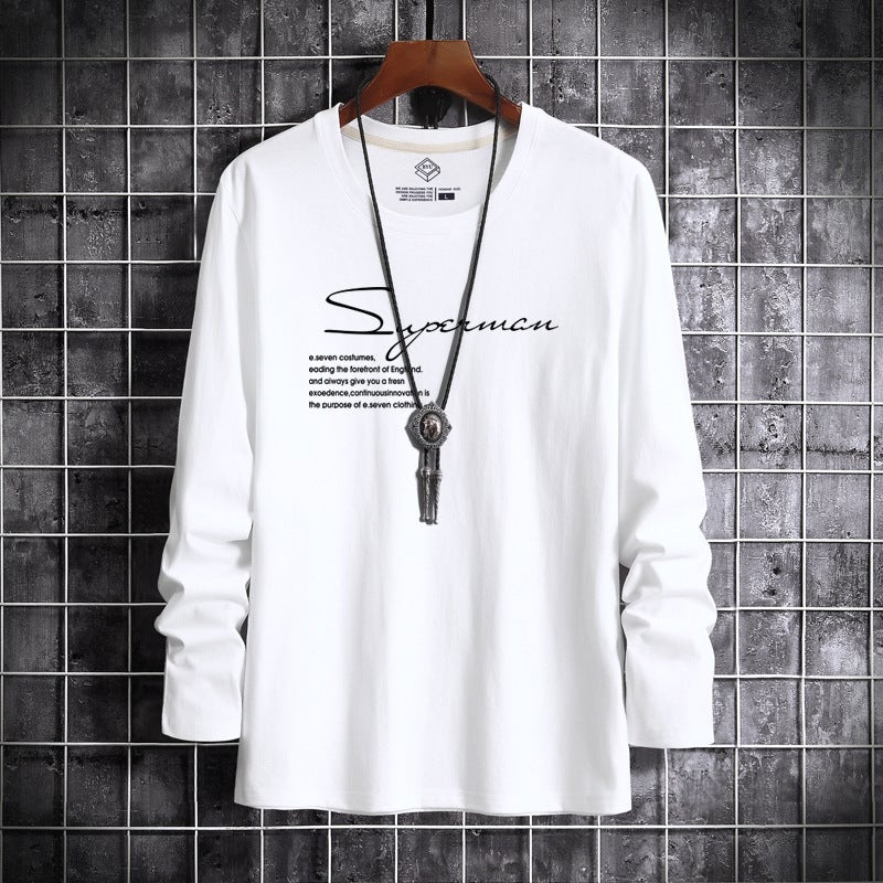 2025 Autumn Long Sleeve T-Shirt Men'S Top Youth Base Layer Korean Style Slim Fit Trendy Printed Round Neck Long Sleeve T-Shirt - Image 2