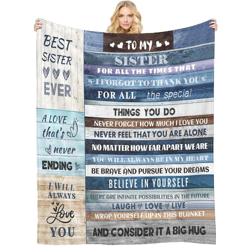 Menghao Gifts for Sister  Anniversary Birthday Gifts for Sister  Blanket to Sister from Sister Brother  Presents for Mother's Day Christmas  Valentine's Day  Soft Throw Blanket Sister Blanket Gift(50x60) - Image 1