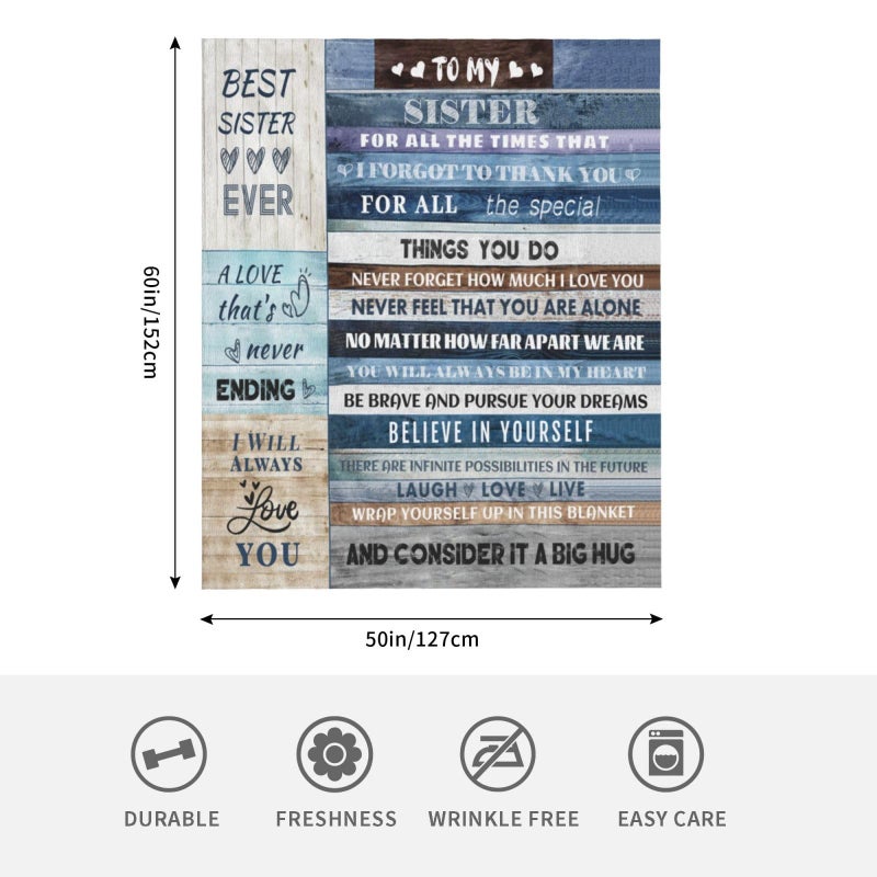 Menghao Gifts for Sister  Anniversary Birthday Gifts for Sister  Blanket to Sister from Sister Brother  Presents for Mother's Day Christmas  Valentine's Day  Soft Throw Blanket Sister Blanket Gift(50x60) - Image 3