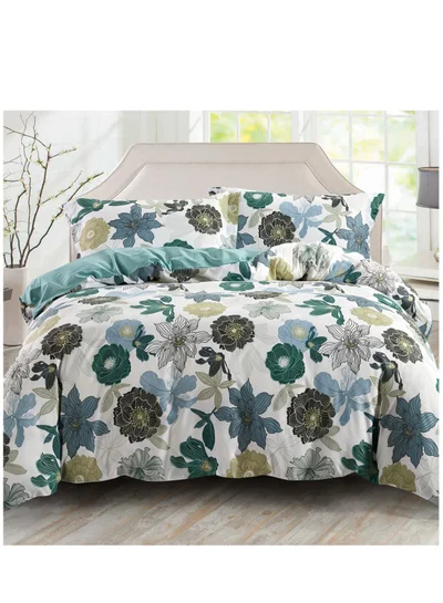 Donetella 4-Piece Queen Size Comforter Set with Removable Filler Dark Jade Multicolour