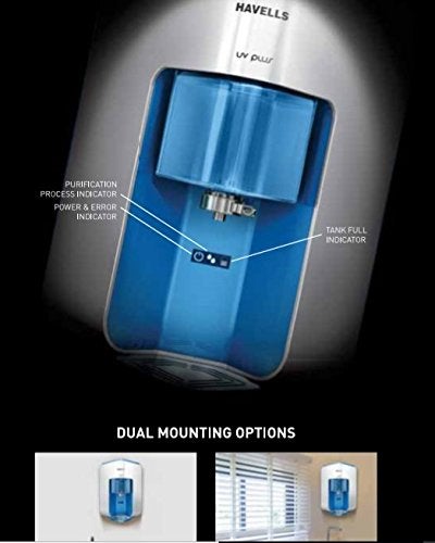 Havells منقي مياه هافيلز UV بلس أبيض أزرق UVUF تركيب زاوية محمي 5 مراحل تنقية خزان 7 لتر مناسب لمياه TDS 300 جزء في المليون مناسب للمياه البلدية - Image 2