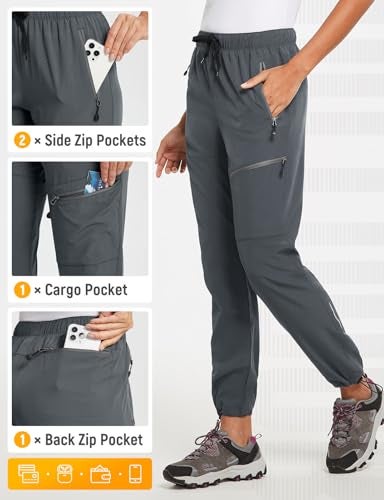 baleaf Women's Petite Hiking Pants Lightweight Quick Dry Water Resistant Cargo Pants 27'' Inseam for All Seasons Dark Gray Size L - Image 5