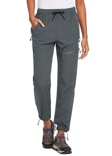 baleaf Women's Petite Hiking Pants Lightweight Quick Dry Water Resistant Cargo Pants 27'' Inseam for All Seasons Dark Gray Size L - Image 1